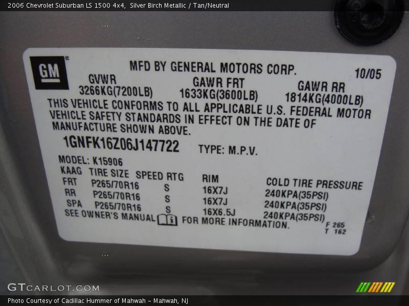 Silver Birch Metallic / Tan/Neutral 2006 Chevrolet Suburban LS 1500 4x4