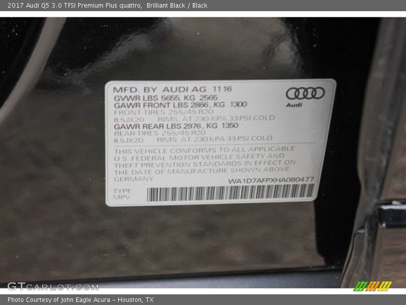 Brilliant Black / Black 2017 Audi Q5 3.0 TFSI Premium Plus quattro