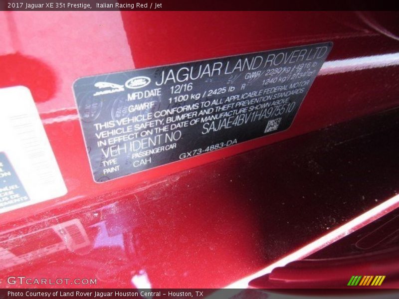 Italian Racing Red / Jet 2017 Jaguar XE 35t Prestige