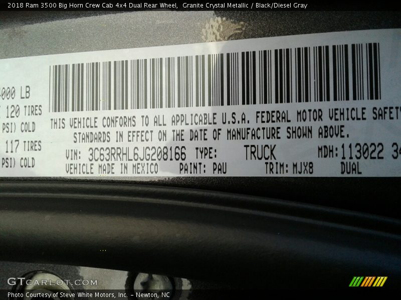 Granite Crystal Metallic / Black/Diesel Gray 2018 Ram 3500 Big Horn Crew Cab 4x4 Dual Rear Wheel