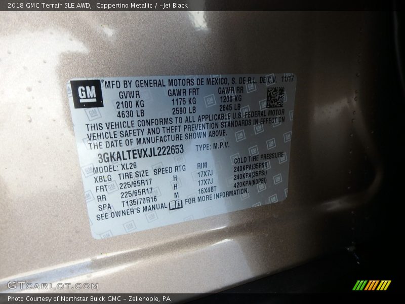 Coppertino Metallic / ­Jet Black 2018 GMC Terrain SLE AWD