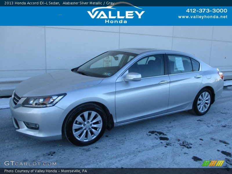 Alabaster Silver Metallic / Gray 2013 Honda Accord EX-L Sedan