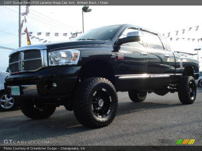 Brilliant Black / Khaki 2007 Dodge Ram 2500 Laramie Mega Cab 4x4