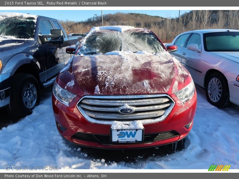 Ruby Red Metallic / Charcoal Black 2015 Ford Taurus SEL