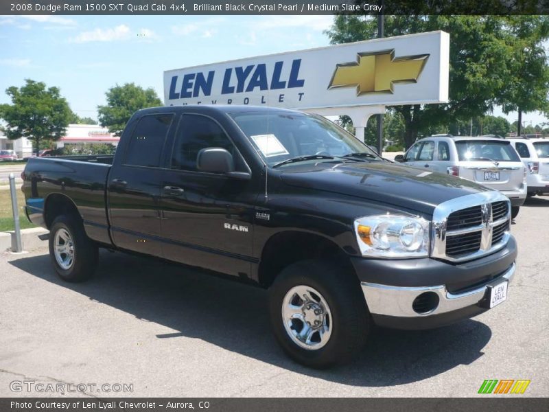 Brilliant Black Crystal Pearl / Medium Slate Gray 2008 Dodge Ram 1500 SXT Quad Cab 4x4