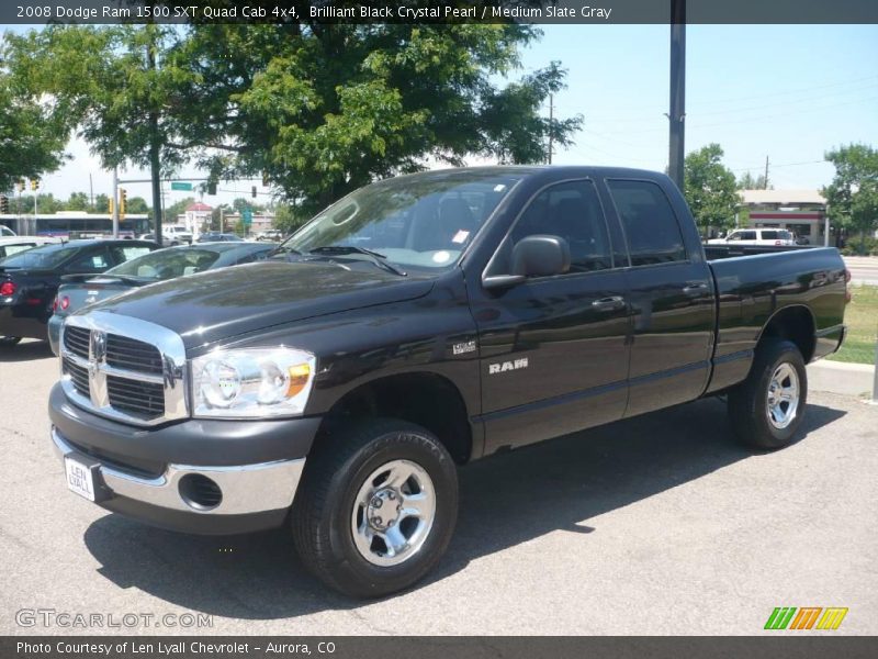 Brilliant Black Crystal Pearl / Medium Slate Gray 2008 Dodge Ram 1500 SXT Quad Cab 4x4