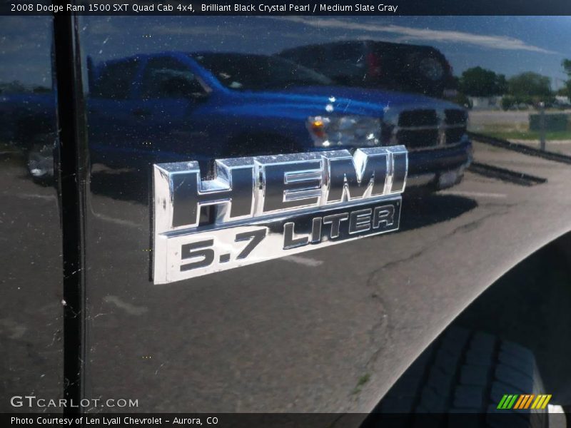 Brilliant Black Crystal Pearl / Medium Slate Gray 2008 Dodge Ram 1500 SXT Quad Cab 4x4