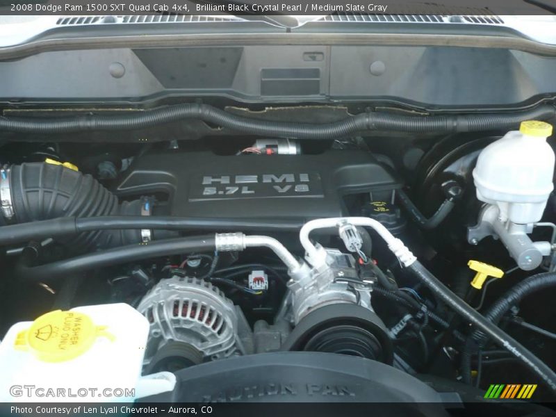 Brilliant Black Crystal Pearl / Medium Slate Gray 2008 Dodge Ram 1500 SXT Quad Cab 4x4