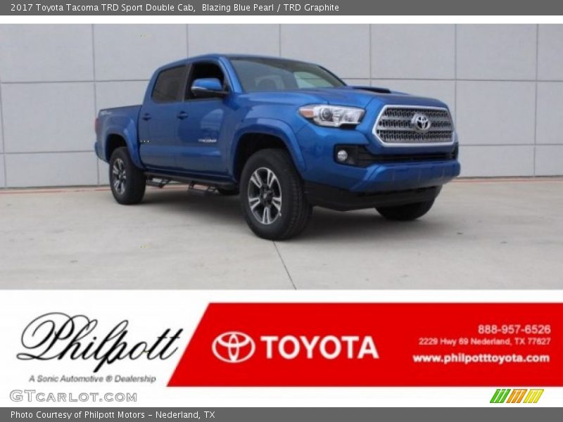 Blazing Blue Pearl / TRD Graphite 2017 Toyota Tacoma TRD Sport Double Cab