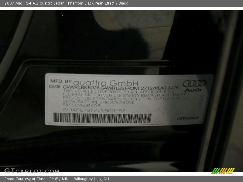 Phantom Black Pearl Effect / Black 2007 Audi RS4 4.2 quattro Sedan