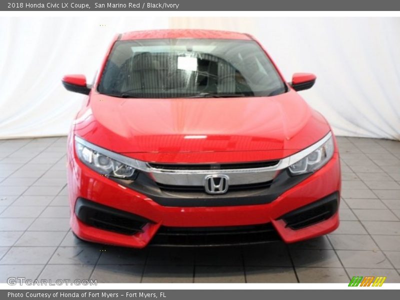 San Marino Red / Black/Ivory 2018 Honda Civic LX Coupe