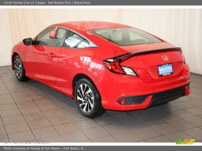 San Marino Red / Black/Ivory 2018 Honda Civic LX Coupe