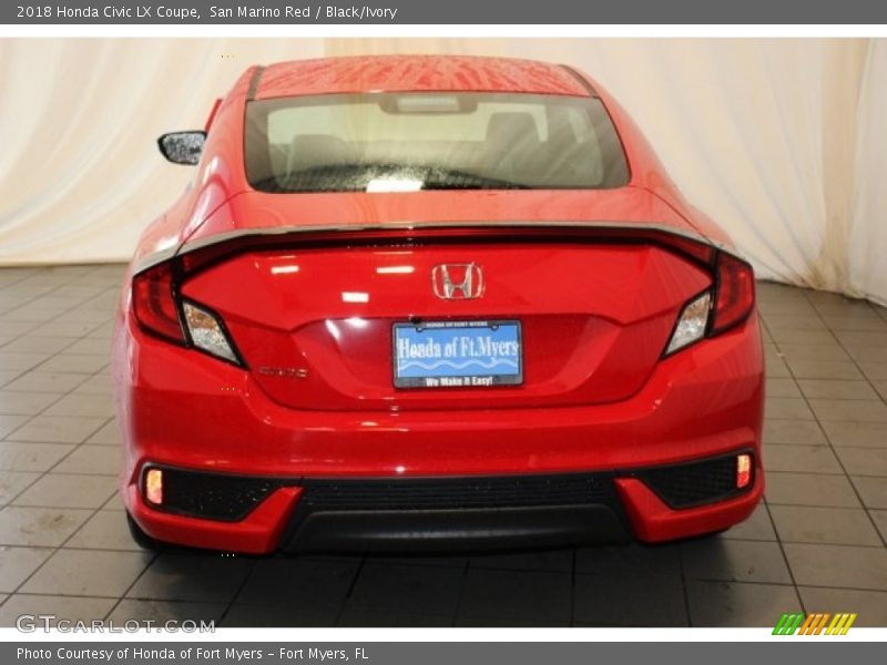 San Marino Red / Black/Ivory 2018 Honda Civic LX Coupe