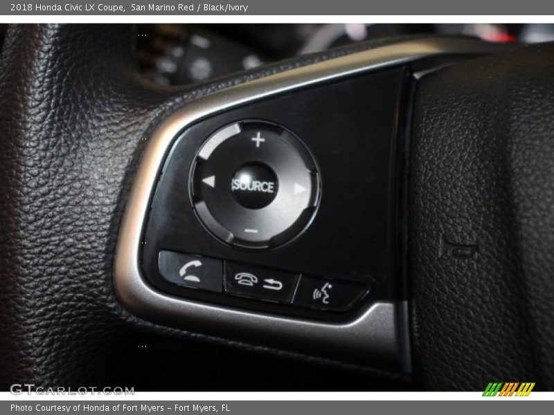 San Marino Red / Black/Ivory 2018 Honda Civic LX Coupe