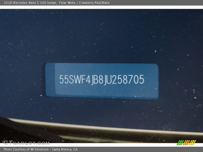 Polar White / Cranberry Red/Black 2018 Mercedes-Benz C 300 Sedan