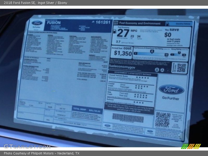  2018 Fusion SE Window Sticker
