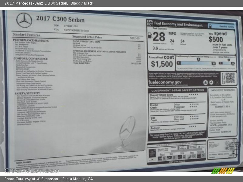 Black / Black 2017 Mercedes-Benz C 300 Sedan