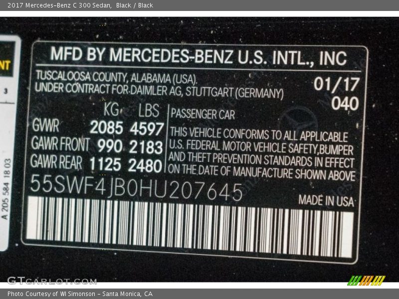 Black / Black 2017 Mercedes-Benz C 300 Sedan