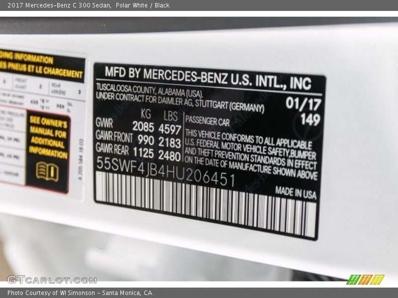 Polar White / Black 2017 Mercedes-Benz C 300 Sedan