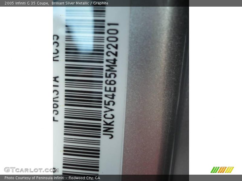 Brilliant Silver Metallic / Graphite 2005 Infiniti G 35 Coupe