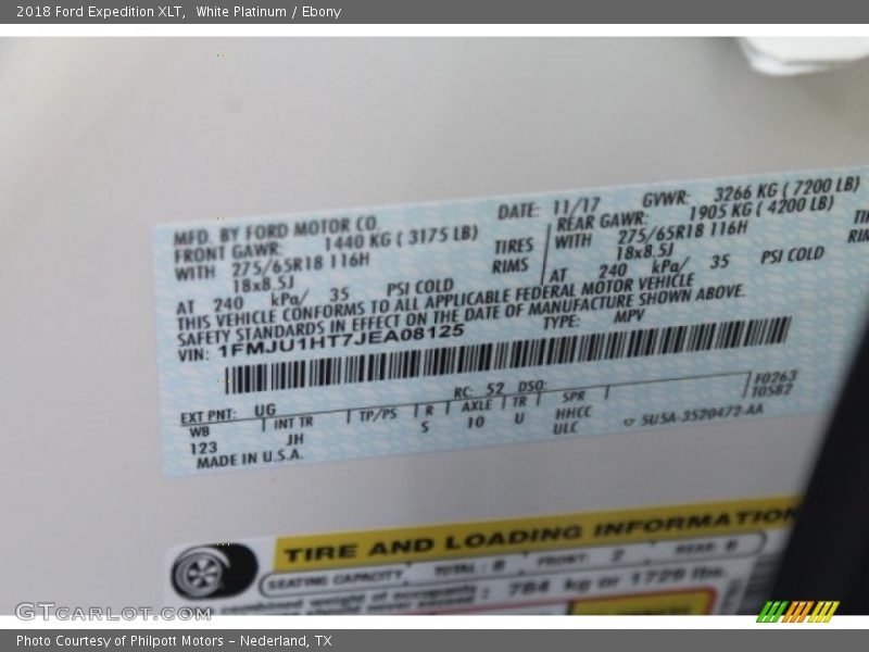 White Platinum / Ebony 2018 Ford Expedition XLT