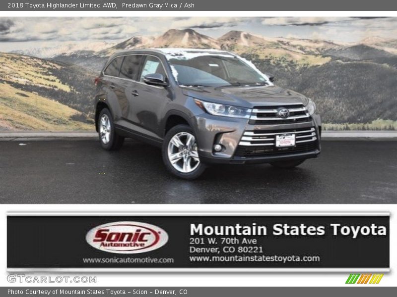 Predawn Gray Mica / Ash 2018 Toyota Highlander Limited AWD