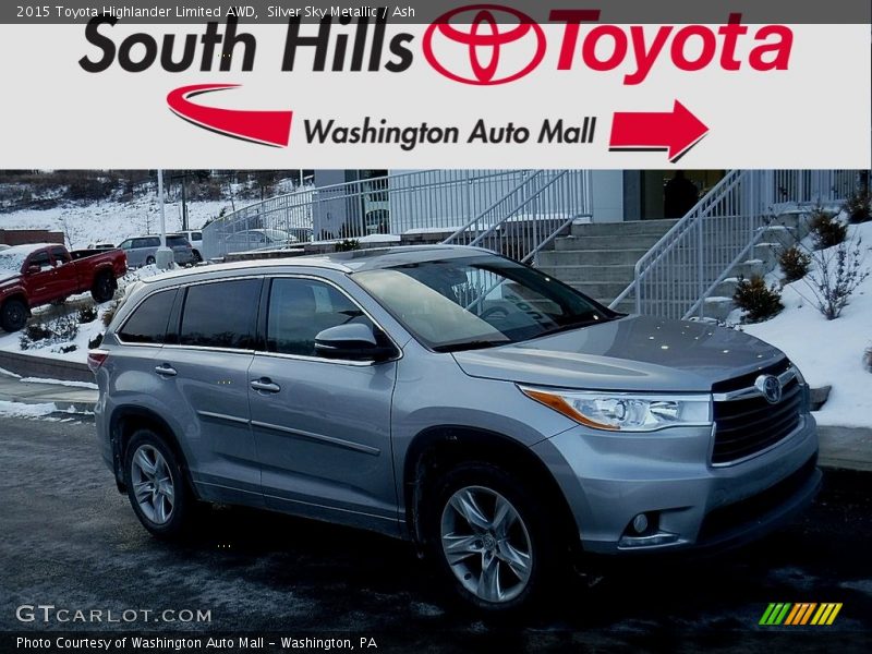 Silver Sky Metallic / Ash 2015 Toyota Highlander Limited AWD