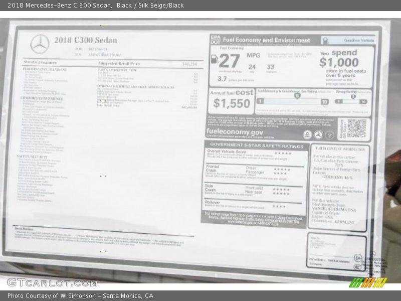 Black / Silk Beige/Black 2018 Mercedes-Benz C 300 Sedan