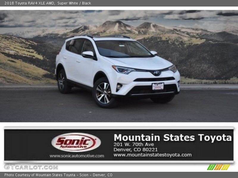 Super White / Black 2018 Toyota RAV4 XLE AWD