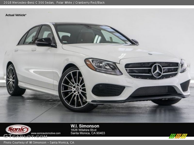 Polar White / Cranberry Red/Black 2018 Mercedes-Benz C 300 Sedan