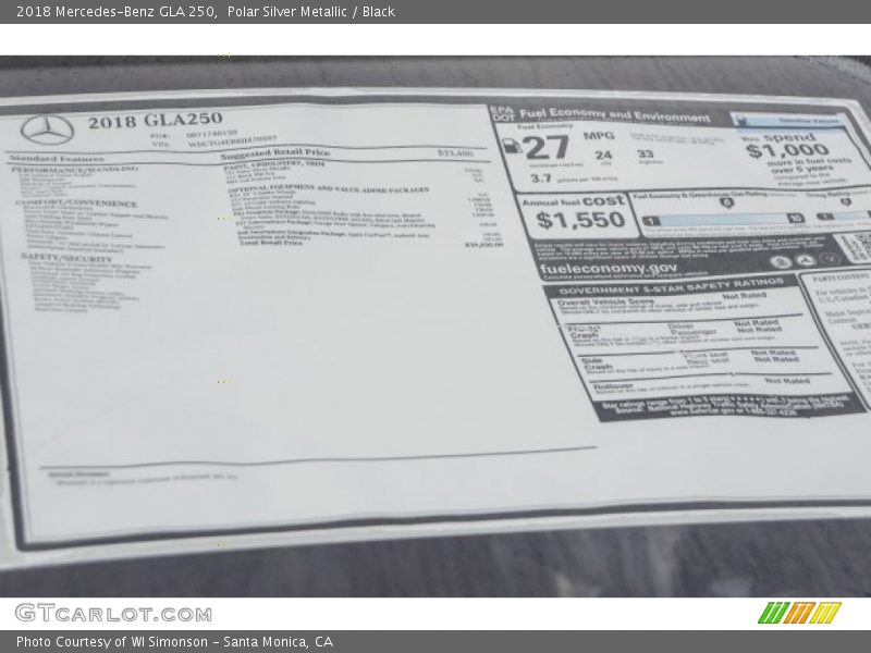 Polar Silver Metallic / Black 2018 Mercedes-Benz GLA 250