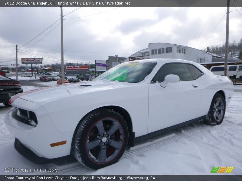 Bright White / Dark Slate Gray/Radar Red 2012 Dodge Challenger SXT