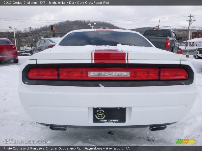 Bright White / Dark Slate Gray/Radar Red 2012 Dodge Challenger SXT