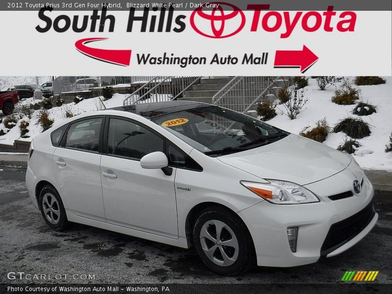 Blizzard White Pearl / Dark Gray 2012 Toyota Prius 3rd Gen Four Hybrid