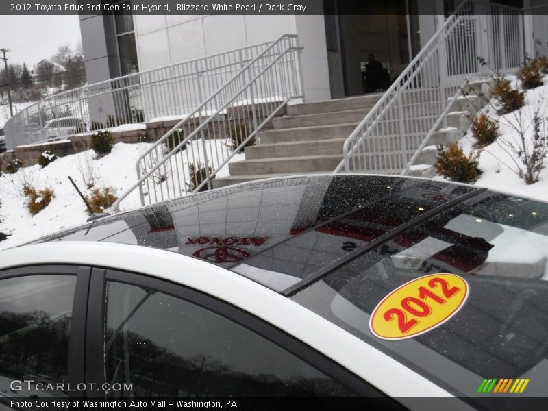Blizzard White Pearl / Dark Gray 2012 Toyota Prius 3rd Gen Four Hybrid