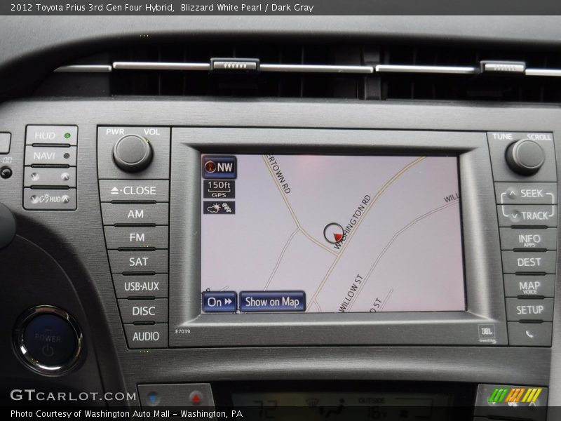 Blizzard White Pearl / Dark Gray 2012 Toyota Prius 3rd Gen Four Hybrid