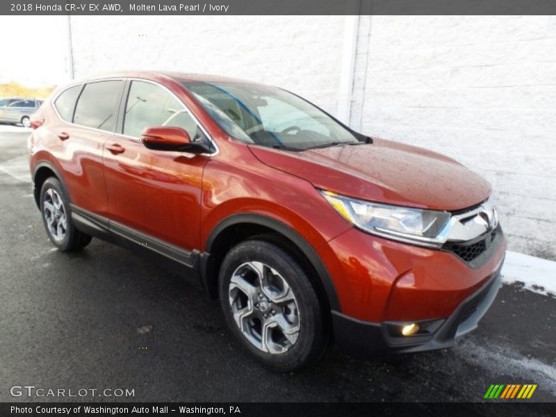 Molten Lava Pearl / Ivory 2018 Honda CR-V EX AWD