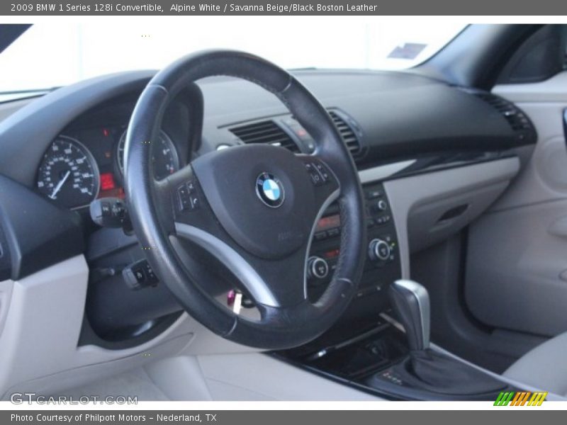 Alpine White / Savanna Beige/Black Boston Leather 2009 BMW 1 Series 128i Convertible