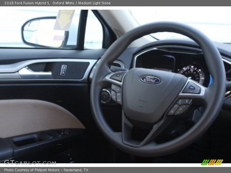 Oxford White / Medium Light Stone 2018 Ford Fusion Hybrid S