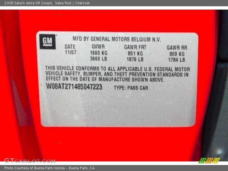 Salsa Red / Charcoal 2008 Saturn Astra XR Coupe