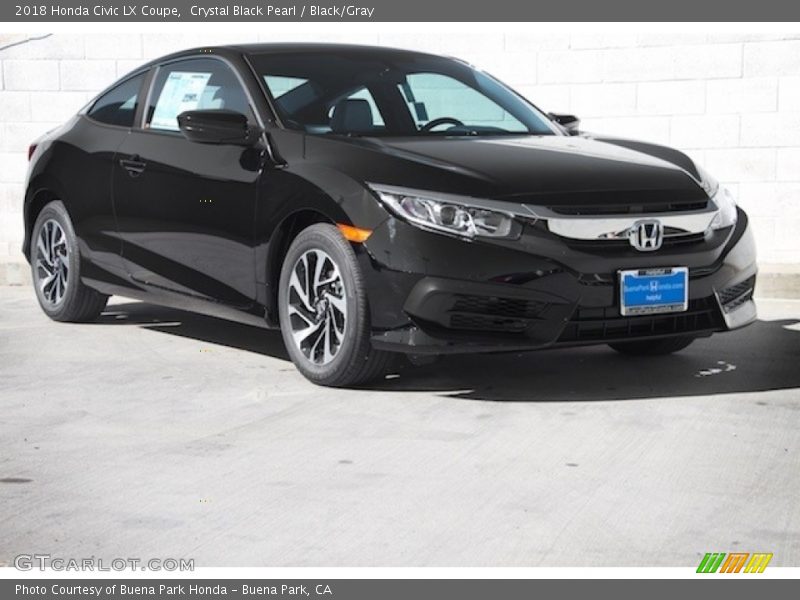 Crystal Black Pearl / Black/Gray 2018 Honda Civic LX Coupe