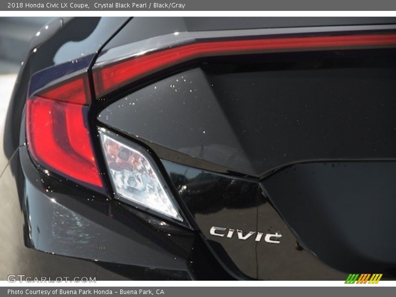 Crystal Black Pearl / Black/Gray 2018 Honda Civic LX Coupe