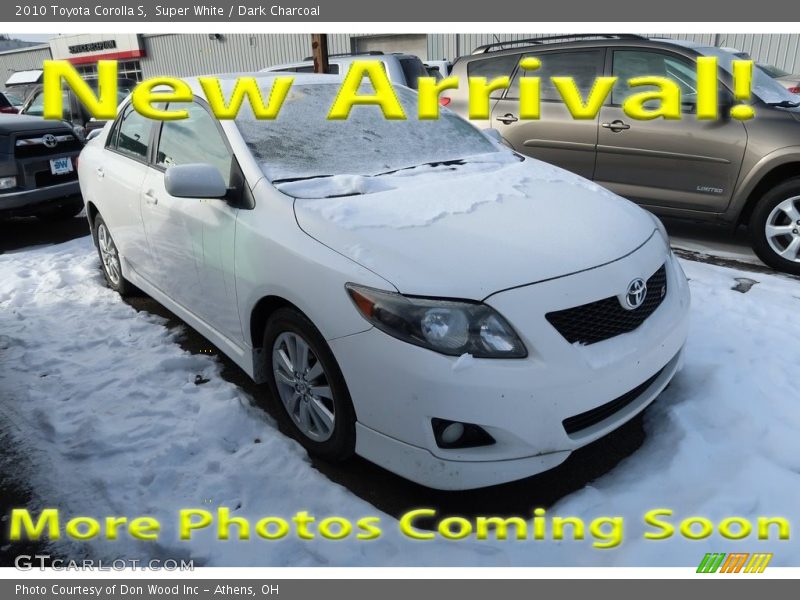 Super White / Dark Charcoal 2010 Toyota Corolla S