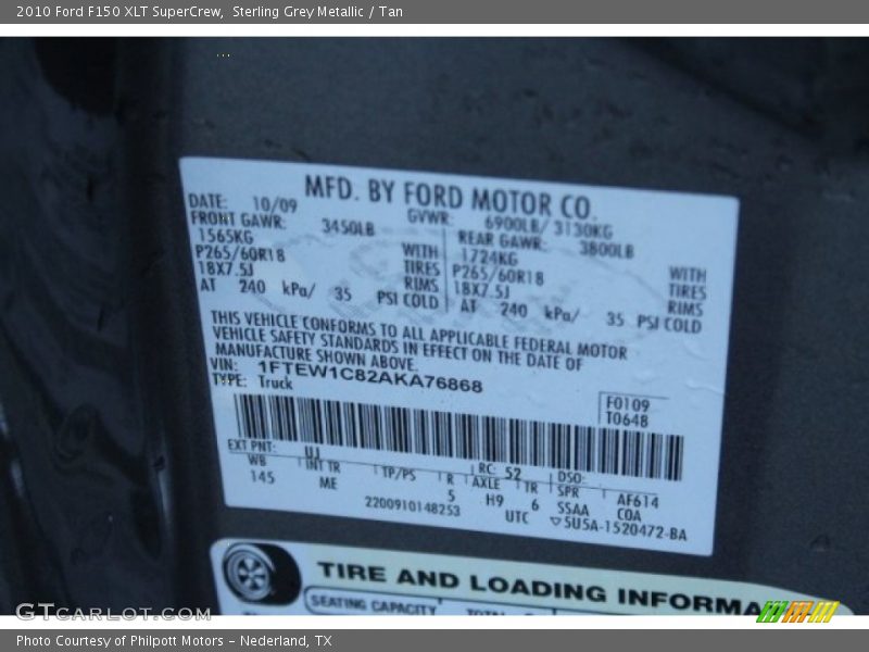 Sterling Grey Metallic / Tan 2010 Ford F150 XLT SuperCrew