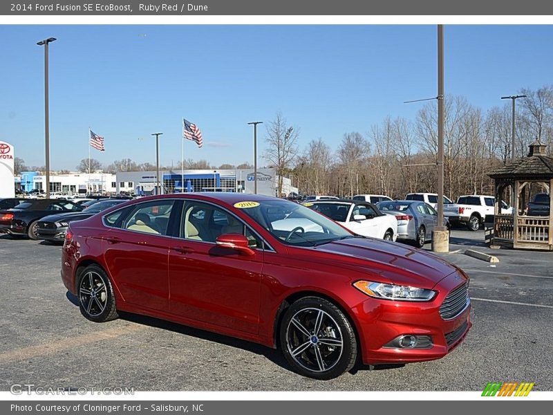 Ruby Red / Dune 2014 Ford Fusion SE EcoBoost