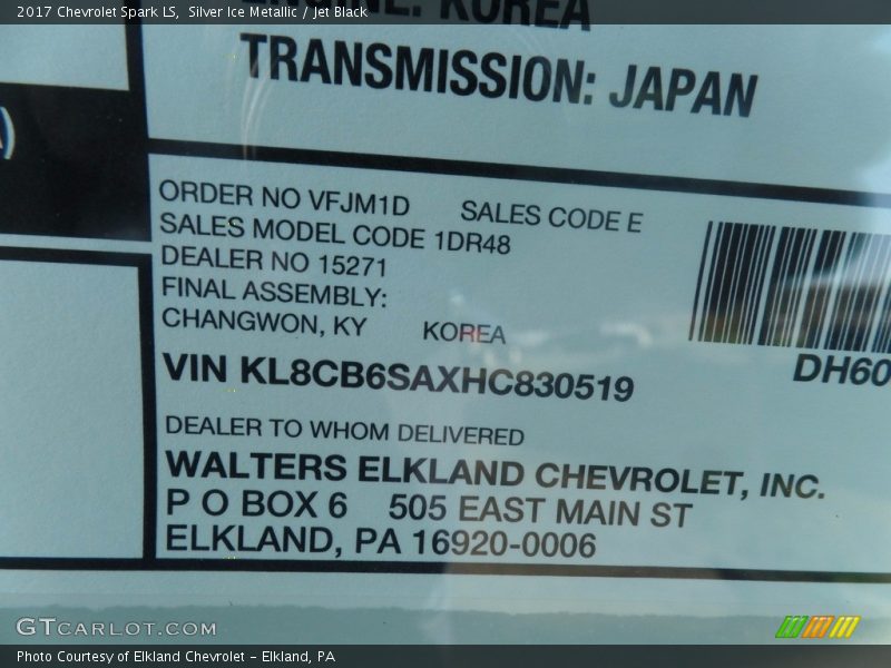 Silver Ice Metallic / Jet Black 2017 Chevrolet Spark LS
