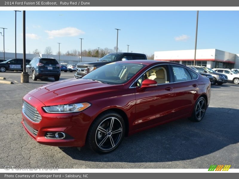 Ruby Red / Dune 2014 Ford Fusion SE EcoBoost