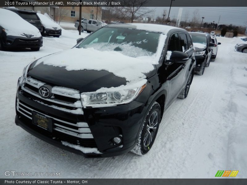 Midnight Black Metallic / Black 2018 Toyota Highlander LE AWD