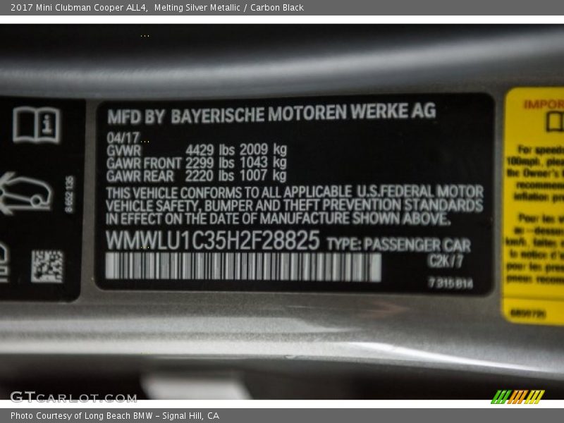 Melting Silver Metallic / Carbon Black 2017 Mini Clubman Cooper ALL4