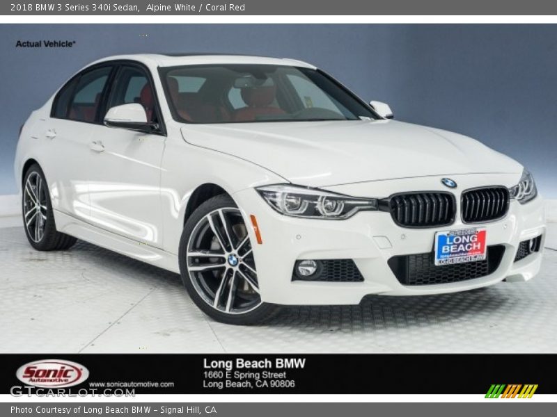 Alpine White / Coral Red 2018 BMW 3 Series 340i Sedan